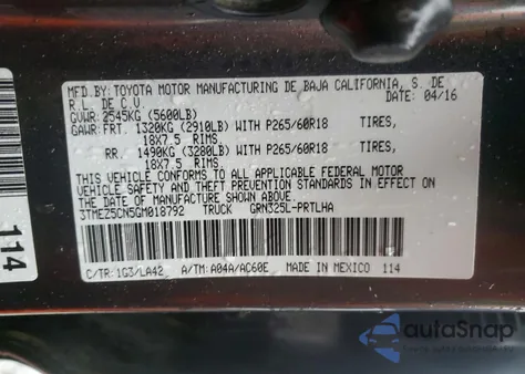 2016 Toyota Tacoma Double Cab from USA, damaged, VIN 3TMEZ5CN5GM018792